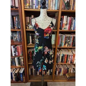 Amanda Uprichard Women’s XS 100% Silk Black Floral Mini Sleeveless Sun Dress